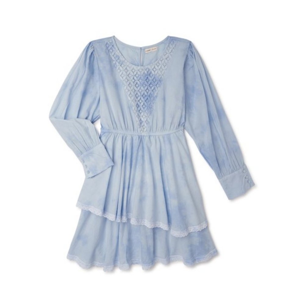 New Girl's Size Large 14 Easter Dress outfit light blue lace detail light blue - Picture 2 of 4